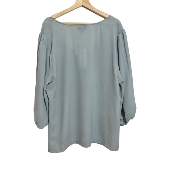 NWT Modcloth V-neck Top Bubble Sleeve Swingy Relaxed Textured Sea Green Sz 3X - Picture 3 of 12